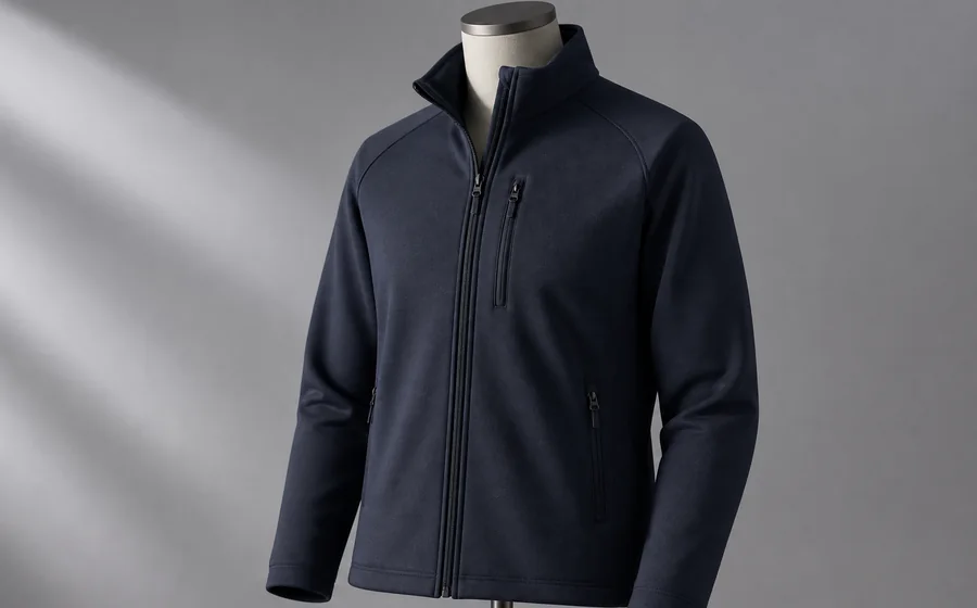 Illustrative fleece jacket made from knit fabric