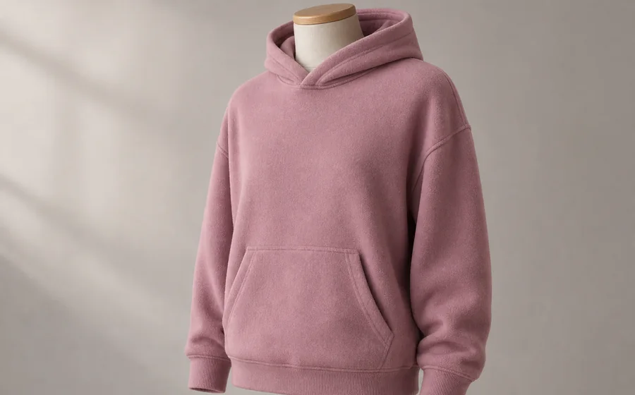 Illustrative hoodie made from knit fabric