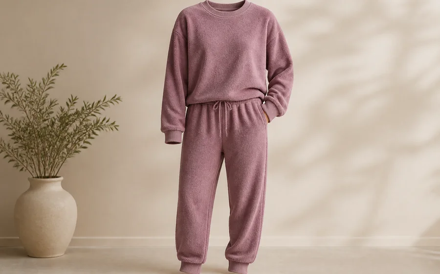 Illustrative loungewear and sleepwear made from knit fabric