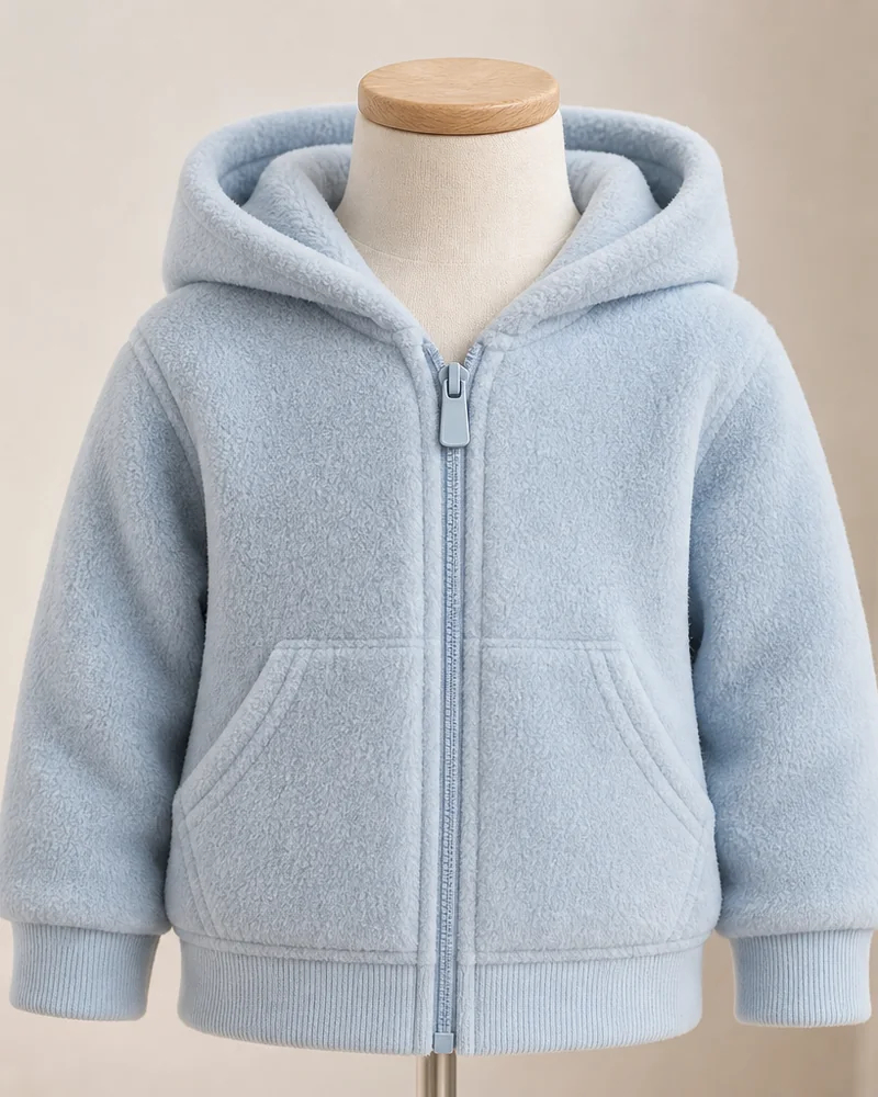 Finished kids fleece hoodie from coral fleece